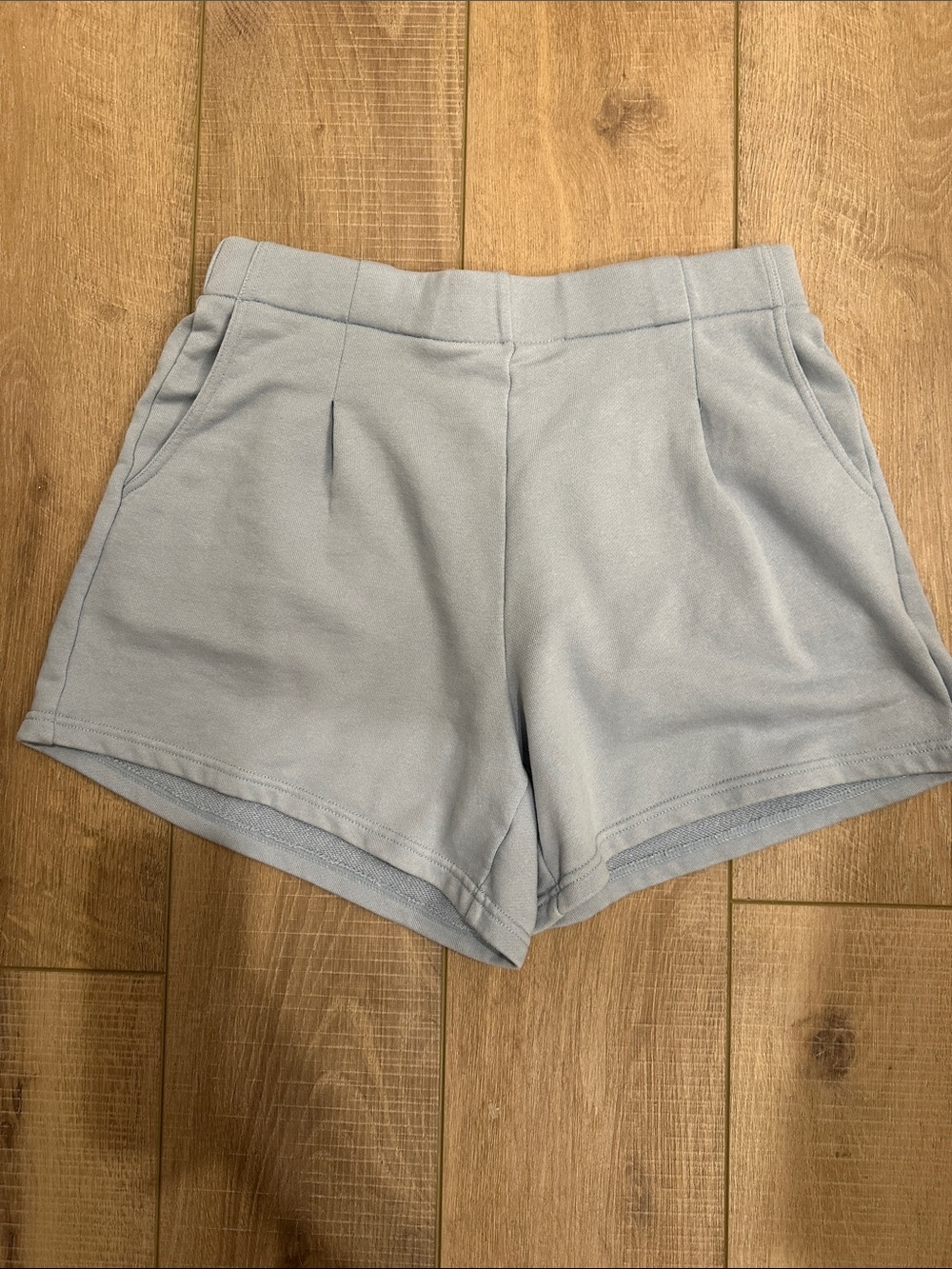 Yogalicious Light Blue High-Waist Casual Pull-On Shorts